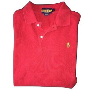 Ralph Lauren Rugby Skull and Crossbones Embroidered Polo Golf Shirt Red Large L